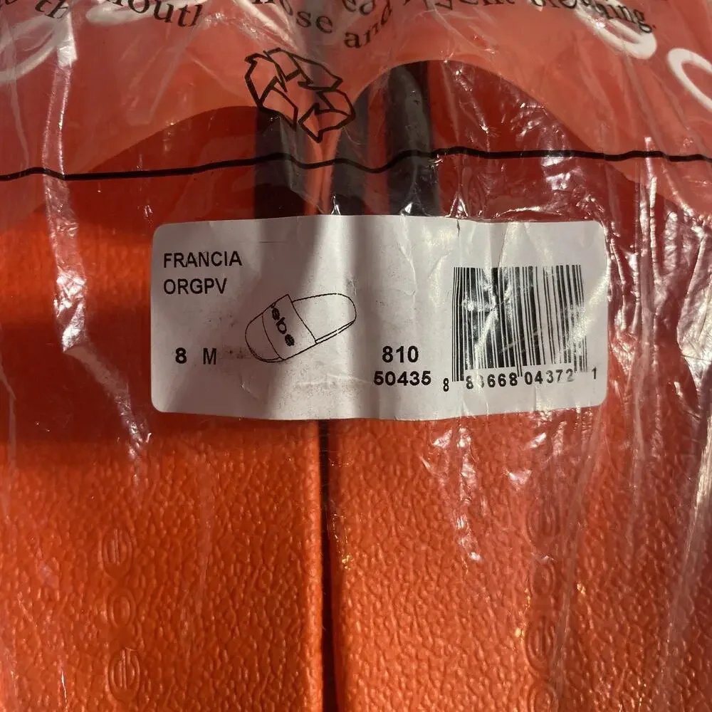 bebe Francia Women’s Pool Slide Sandals Size 8M Orange Platform Logo Summer NEW